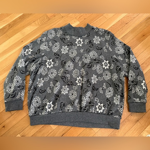 Vintage Alfred Dunner Mock Neck Floral Sweatshirt Top 2X Cottagecore Grandmacore - Picture 2 of 7